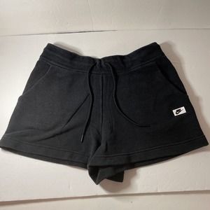 Nike Women’s M Black Sweat Shorts Jogging Running Reverse Terry Rubber Logo